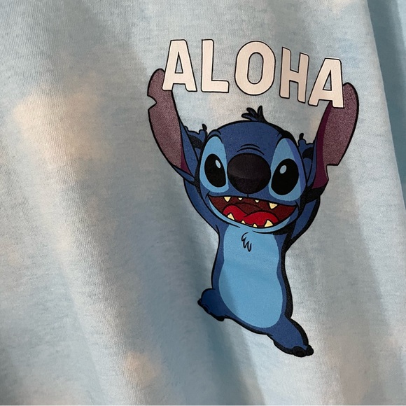 Disney Stitch Blue and White Aloha Teen Tee - Picture 5 of 8